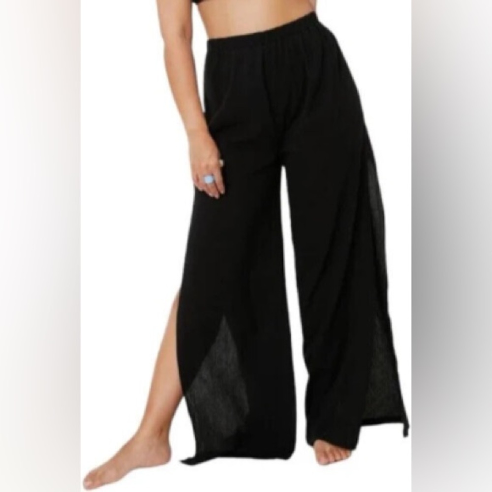 Salty Lemon women's black wide-leg palazzo pants